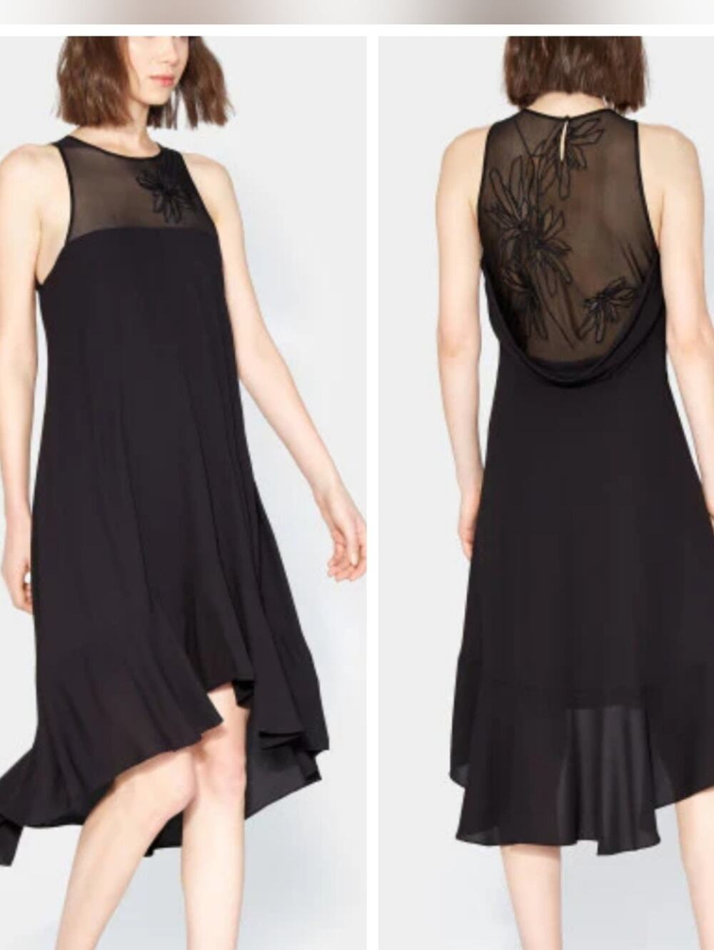 Halston Heritage Black Hi-Low Swing Dress